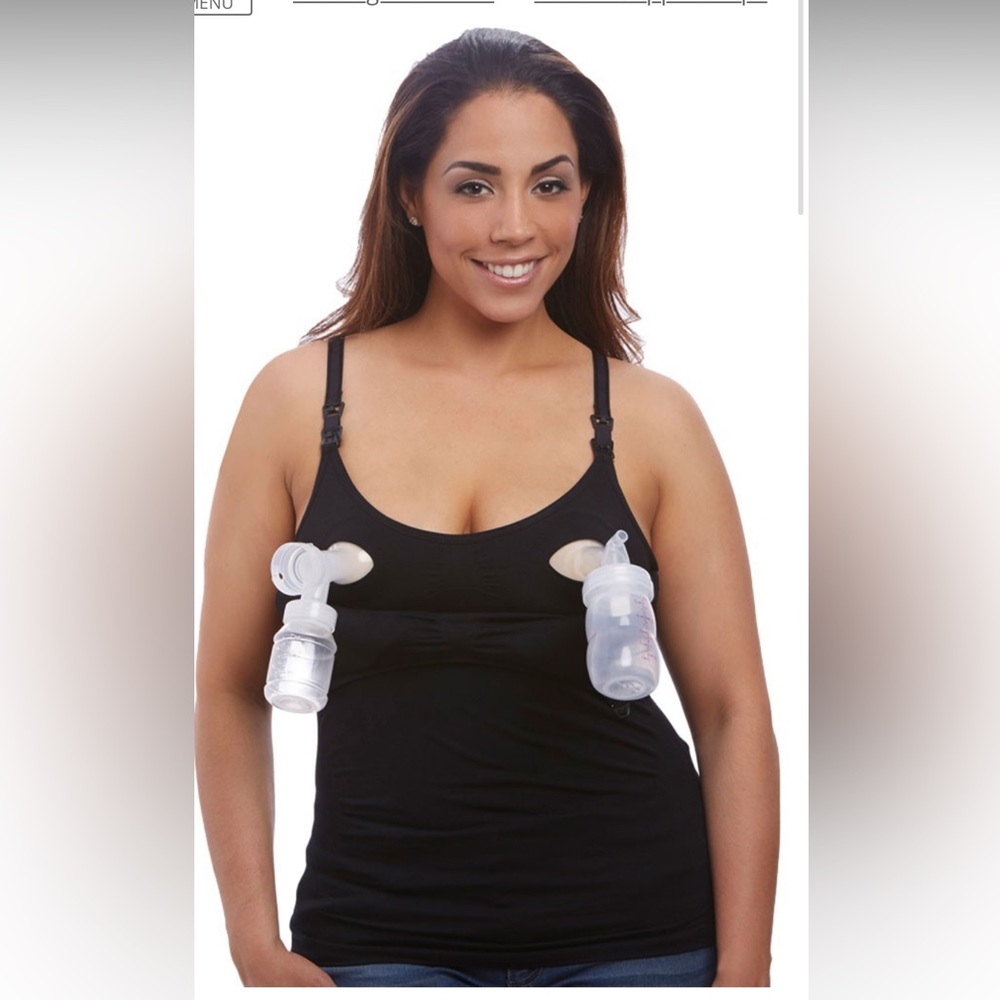 NWOT Hands-free Pumping bra tank XL black Belibea Nourish Nursing seamless cami